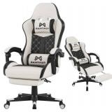 Retails for $150! Gaming Chair, 400 lbs Adult Chair, High Back Computer Chair with Footrest and Linked Armrests, Office Video Game Chair with Lumbar Support (White)
