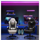 Retails for $150! Gaming Chair, 400 lbs Adult Chair, High Back Computer Chair with Footrest and Linked Armrests, Office Video Game Chair with Lumbar Support (White)
