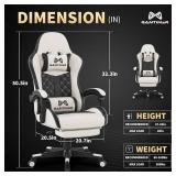 Retails for $150! Gaming Chair, 400 lbs Adult Chair, High Back Computer Chair with Footrest and Linked Armrests, Office Video Game Chair with Lumbar Support (White)