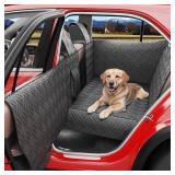 Dog Car Seat Cover for Back Seat- Heavy Duty Waterproof- Hard Bottom Backseat Extender Fits Sedan SUV & Small Truck, Full Coverage for Doors, Rear Seats & Front Headrests