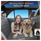 Dog Car Seat Cover for Back Seat- Heavy Duty Waterproof- Hard Bottom Backseat Extender Fits Sedan SUV & Small Truck, Full Coverage for Doors, Rear Seats & Front Headrests