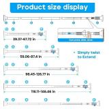 Tension Curtain Rod Black Shower Rod 40-166IN Extra Long Curtain Rods No Drilling Adjustable Tension Rods for Window Shower or Bathroom Outdoor Patio Diameter 1.26In