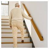5FT Wooden Stair Railing Indoor, Wall Railings for Stairs, Hand Rails for Indoor Stairs, Non-Slip Stair Handrail for Home Garden Corridor Lofts Kindergarten Guardrail(2 Sections, 2 x 2.5FT)