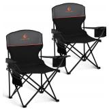 ALPHA CAMP Camping Chair 2 Pack Portable Chair with 3-Can Cooler Folding Chair with Side Pocket and Cup Holder, Collapsible for Camping, Tailgates, Beach, Fishing and Sports,2PC