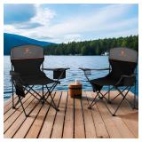 ALPHA CAMP Camping Chair 2 Pack Portable Chair with 3-Can Cooler Folding Chair with Side Pocket and Cup Holder, Collapsible for Camping, Tailgates, Beach, Fishing and Sports,2PC