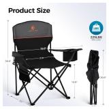 ALPHA CAMP Camping Chair 2 Pack Portable Chair with 3-Can Cooler Folding Chair with Side Pocket and Cup Holder, Collapsible for Camping, Tailgates, Beach, Fishing and Sports,2PC