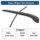 Rear Windshield Wipers Blade Arm Set for Volvo XC90 2019-2023 Back Glass Wiper Arm Blade Replacements All Seasons Fit
