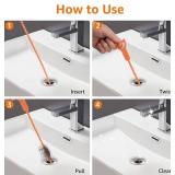 35.5inch Drain Auger Cleaner(1pcs), 25inch Drain Snake Hair Remover(3pcs), Hair Catcher Drain Clog Remover Tool Set For Kitchen Sink, Bathroom Tub, Sewer, Toilet