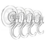 Suction Cup Hooks for Shower, Large Clear Heavy Duty Suction Cup Hooks, Wreath Hangers for Front Door Window Glass Kitchen Towel Loofah Utensils (4 Packs)