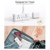 Flat Extension Cord 3 feet, Flat Plug Power Strip, 4 Widely Outlets with 3 USB Ports (2 USB C), 3 Side Outlet Extender with Extension Cord with Multiple Outlets for Home, Office, Dorm Room Essentials