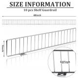 10 Pcs Retail Gondola Shelf Front Wire Fence Guard Rail 48" x 3" Sturdy Metal Supermarket Guardrail Chrome Commodity Organization Baffle Display Enhancer for Retail Stores Fruit Fresh Food