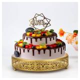 15.7 Gold Cake Stand, Metal Cupcake Dessert Stand Cake Display Holder, Cookies Fruit Serving Tray Decor Candy Table Display for Wedding Party Birthday Housewarming Anniversary (15.7in)