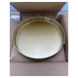 15.7 Gold Cake Stand, Metal Cupcake Dessert Stand Cake Display Holder, Cookies Fruit Serving Tray Decor Candy Table Display for Wedding Party Birthday Housewarming Anniversary (15.7in)