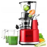 Cold Press Juicer Machines, Kitchen in the Box Slow Masticating Juicers Machine,3.26inch Large Wide Feed Chute Fit Whole Fruits & Vegetables,BPA Free,Easy to Clean (Bright Red)