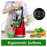 Cold Press Juicer Machines, Kitchen in the Box Slow Masticating Juicers Machine,3.26inch Large Wide Feed Chute Fit Whole Fruits & Vegetables,BPA Free,Easy to Clean (Bright Red)