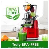 Cold Press Juicer Machines, Kitchen in the Box Slow Masticating Juicers Machine,3.26inch Large Wide Feed Chute Fit Whole Fruits & Vegetables,BPA Free,Easy to Clean (Bright Red)