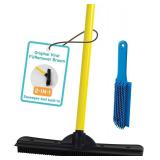 FURemover Original Pet Hair Rubber Broom with Squeegee, with 58 Telescopic Handle for Carpet, Tile and Hardwood and Handheld Lint Brush Combo