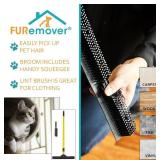 FURemover Original Pet Hair Rubber Broom with Squeegee, with 58 Telescopic Handle for Carpet, Tile and Hardwood and Handheld Lint Brush Combo