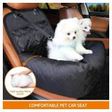 Dog Car Seat/Bed for Small & Medium Dogs up to 40 lbs Plush Cushion, Safety Belt, Waterproof Washable Cover, Storage Pockets Fits Front & Back Seats, Travel Booster Seat for Pets