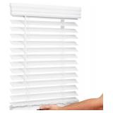 Lotus & Windoware Cordless, 2 Inch Faux Wood Blind, 34.5 Wide x 60 Long, Window Blinds, Blinds & Shades, Blinds for Indoor Windows, Embossed, Bright White