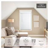 Lotus & Windoware Cordless, 2 Inch Faux Wood Blind, 34.5 Wide x 60 Long, Window Blinds, Blinds & Shades, Blinds for Indoor Windows, Embossed, Bright White