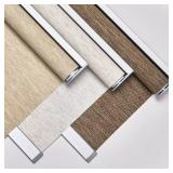 Persilux Custom Size Natural Woven Cordless Roller Shades, Free-Stop Window Shades for Home, Roller Window Shades, Light Filtering Window Blinds for Windows, Kitchen and Door (Khaki)