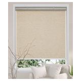 Persilux Custom Size Natural Woven Cordless Roller Shades, Free-Stop Window Shades for Home, Roller Window Shades, Light Filtering Window Blinds for Windows, Kitchen and Door (Khaki)