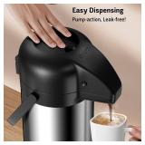 Airpot Coffee Carafe for Keeping Hot - 102 OZ/ 3L Large Coffee Dispenser with Pump - Insulated Stainless Steel Thermos Urn for Hot Drinks Water Tea Chocolate - Thermal Beverage Dispenser for Parties