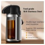 Airpot Coffee Carafe for Keeping Hot - 102 OZ/ 3L Large Coffee Dispenser with Pump - Insulated Stainless Steel Thermos Urn for Hot Drinks Water Tea Chocolate - Thermal Beverage Dispenser for Parties