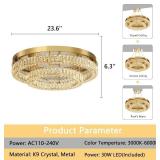 Retails for $399! 24 Inch Modern Glam Crystal Chandelier with Dimmable LED Light Ceiling Light Fixtures for Bedroom Dining Room Gold Lamp