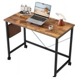 Mericonia Rolling Computer Desk with Wheels, Gaming Desk for Small Spaces, Modern Simple Style Table for Home Office, Study Writing Table