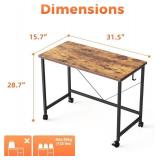 Mericonia Rolling Computer Desk with Wheels, Gaming Desk for Small Spaces, Modern Simple Style Table for Home Office, Study Writing Table