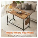 Mericonia Rolling Computer Desk with Wheels, Gaming Desk for Small Spaces, Modern Simple Style Table for Home Office, Study Writing Table