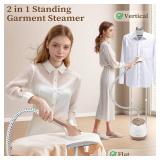 Retails for $110! Steamer for Clothes,1800W Standing Garment Steamer 30s Heat-up with Adjustable Stable Double Rod,2-in-1 Flat & Hanging Ironing,Clothes Steamer with 10 Fabric Steam Modes