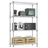 1000 lbs 4Tier Shelf Metal Storage Shelves Wire Rack Closet Organizers with Wheel for Garage Kitchen Bathroom Laundry Chrome 13.7" D x 23.6" W x 53.4" H