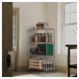 1000 lbs 4Tier Shelf Metal Storage Shelves Wire Rack Closet Organizers with Wheel for Garage Kitchen Bathroom Laundry Chrome 13.7" D x 23.6" W x 53.4" H