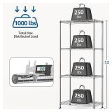 1000 lbs 4Tier Shelf Metal Storage Shelves Wire Rack Closet Organizers with Wheel for Garage Kitchen Bathroom Laundry Chrome 13.7" D x 23.6" W x 53.4" H