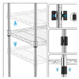 1000 lbs 4Tier Shelf Metal Storage Shelves Wire Rack Closet Organizers with Wheel for Garage Kitchen Bathroom Laundry Chrome 13.7" D x 23.6" W x 53.4" H