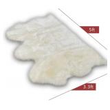 Retails for $170! Champlus Genuine Australian Merino Sheepskin Rug, 3.3x5 ft Sheep Skin Rug, Lambskin Area Rug, 3-Pelt, White