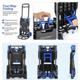 Retails for $140! 330LB Folding Hand Truck Heavy Duty Carrying, Combination of Four Wheels and Two Wheels Convertible Dolly Cart with Retractable Handle Dolly for Moving Office Carts(Blue)