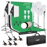 Retails for $150! EMART 8.5 x 10 ft Backdrop Support System, Professional Photography Lighting Kit with 50W LED Blub, 6 * 9ft Backdrop *3, Reflector,Umbrellas&Softbox Lighting Kit for Studio, Portrait