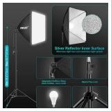 Retails for $150! EMART 8.5 x 10 ft Backdrop Support System, Professional Photography Lighting Kit with 50W LED Blub, 6 * 9ft Backdrop *3, Reflector,Umbrellas&Softbox Lighting Kit for Studio, Portrait