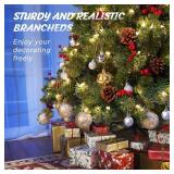 4FT Prelit Christmas Tree, Artificial Tabletop Xmas Tree, Small Christmas Tree Pre-Decorated with Pinecones and Berries (150 Clear Warm Lights and Realistic 380 Thicken Tips, Cloth Bag Base)