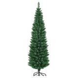 HAPPYGRILL 6FT Pencil Christmas Tree Slim Xmas Tree for Home Outdoor Decoration Unlit Artificial Christmas Tree with Foldable Metal Stand PVC Material