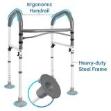 Vaunn Medical Deluxe Adjustable and Foldable Toilet Safety Frame, Bathroom Handrail Assist Grab Bar Handle