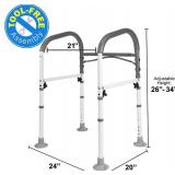 Vaunn Medical Deluxe Adjustable and Foldable Toilet Safety Frame, Bathroom Handrail Assist Grab Bar Handle