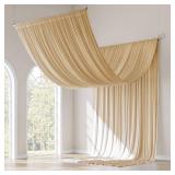 gogoparti 10x20FT Beige Ceiling Drapes for Weddings Parties - 2 Panels of 5x20FT Wrinkle Free Silk Beige Drapes for Tent Canopy, Weddings, Birthdays, Parties, Tent & Event Decoration