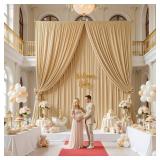 gogoparti 10x20FT Beige Ceiling Drapes for Weddings Parties - 2 Panels of 5x20FT Wrinkle Free Silk Beige Drapes for Tent Canopy, Weddings, Birthdays, Parties, Tent & Event Decoration