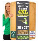 4XL Bamboo Butcher Block Cutting Board - Extra Large Cutting Boards for Kitchen 36 x 24 - Wood Countertop 24 x 36 Cutting Board - Single Tone