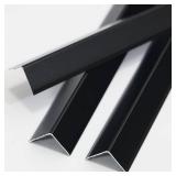 Aluminum Corner Guards, Peel and Stick L-Shaped Molding Trim for Wall Table Door Frame Protection and Decoration (Matte Black, 3Pcs x 2.9ft x 0.8in)